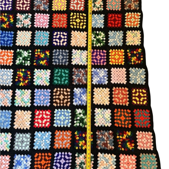 Vtg Granny Square Afghan Crochet Blanket Throw Multi-Color 57x43 inches Handmade - Picture 7 of 7